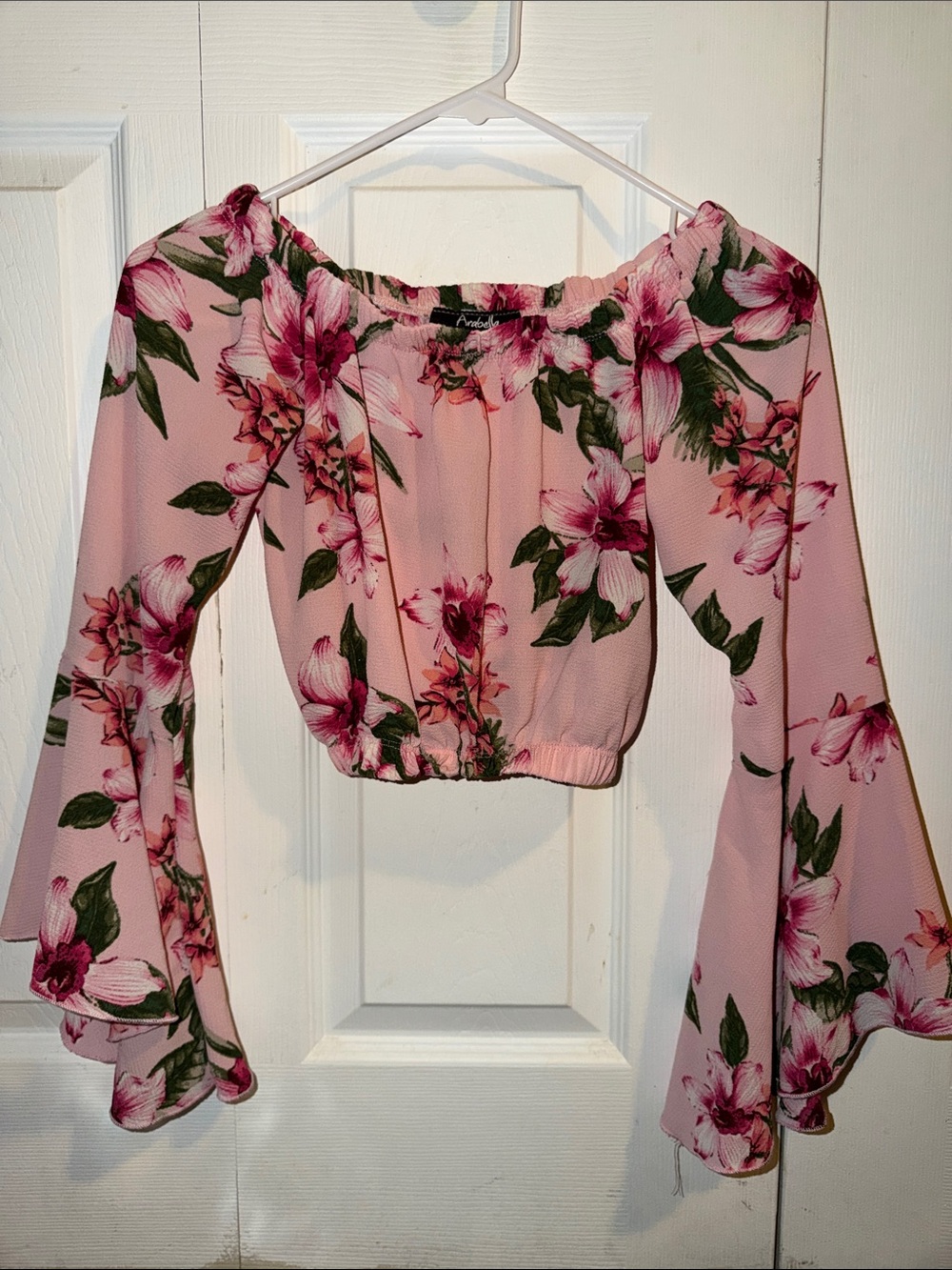 Floral Off-Shoulder Crop Top - Pink